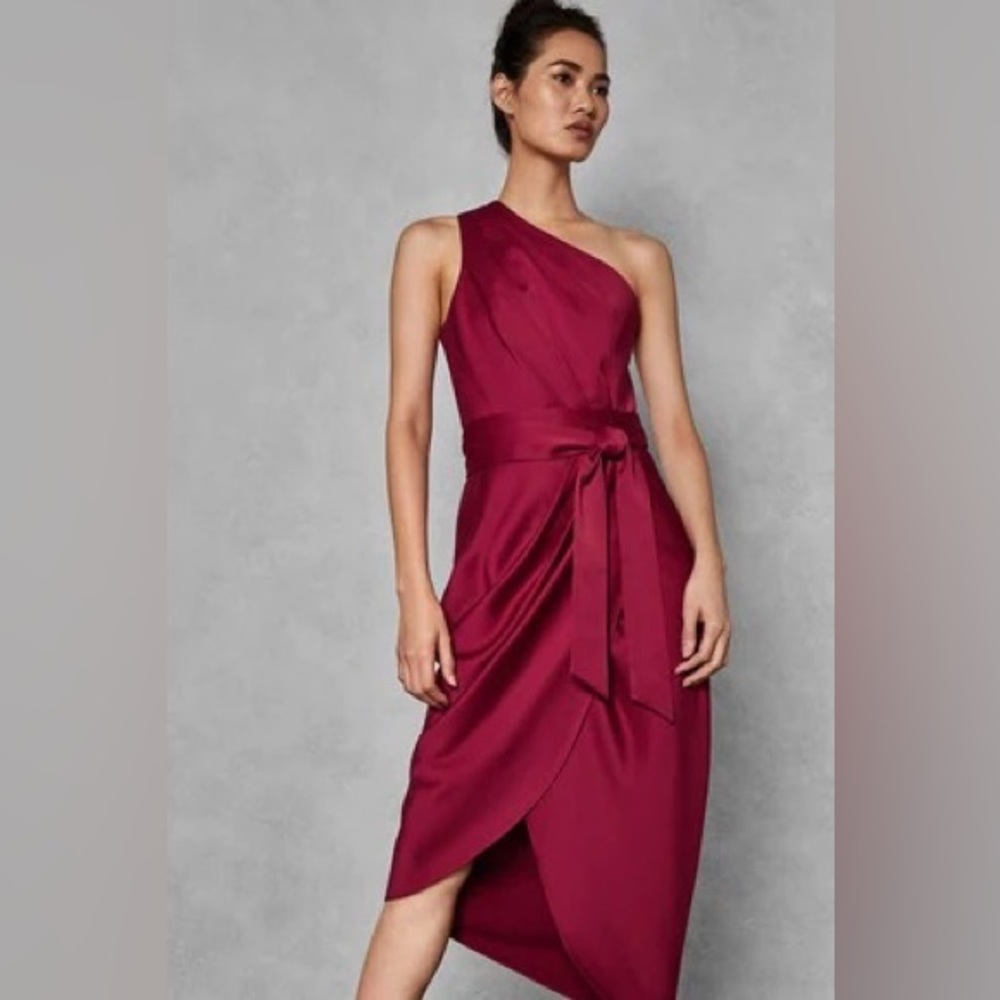 Ted Baker red one shoulder midi dress
